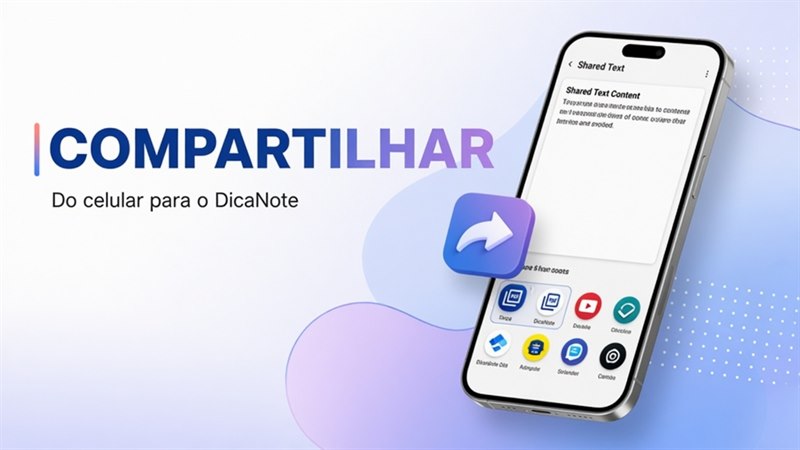 Como compartilhar texto do celular para o DicaNote
